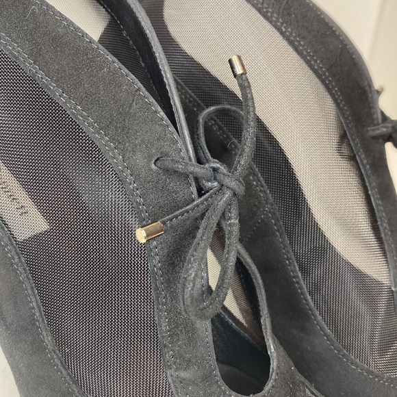 L.K. Bennett Suede Mesh Peep-Toe High Heels, Black, EU 39= Women's US size 8 - Picture 12 of 14